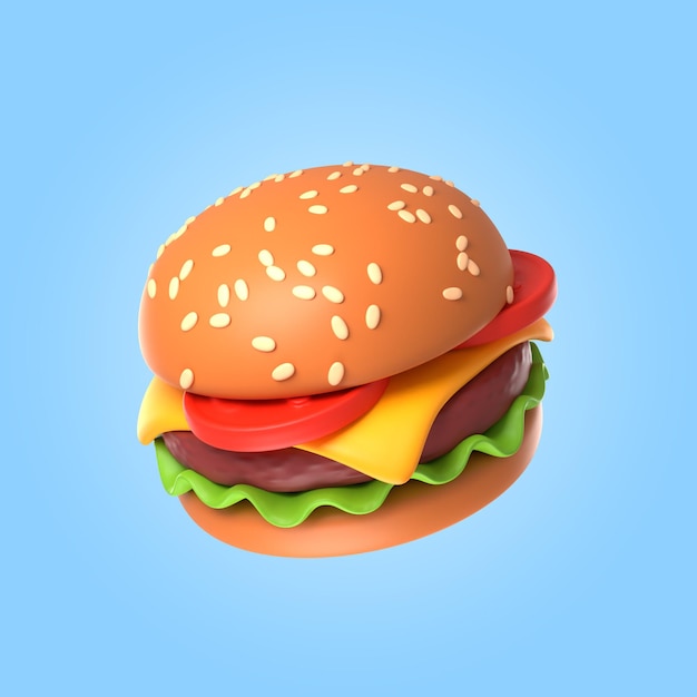 3d rendering of delicious cheese burger