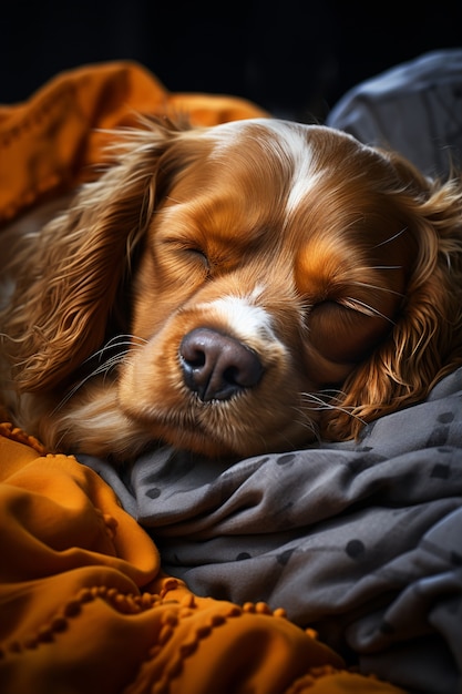 Adorable dog sleeping peacefully and resting