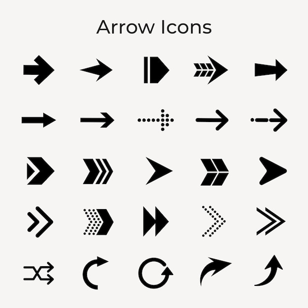 Free vector arrow icon, black business sticker, direction symbol vector set