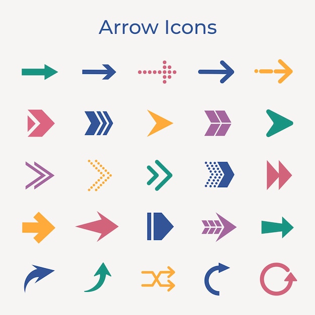 Free vector arrow icon, colorful business sticker, direction symbol vector set