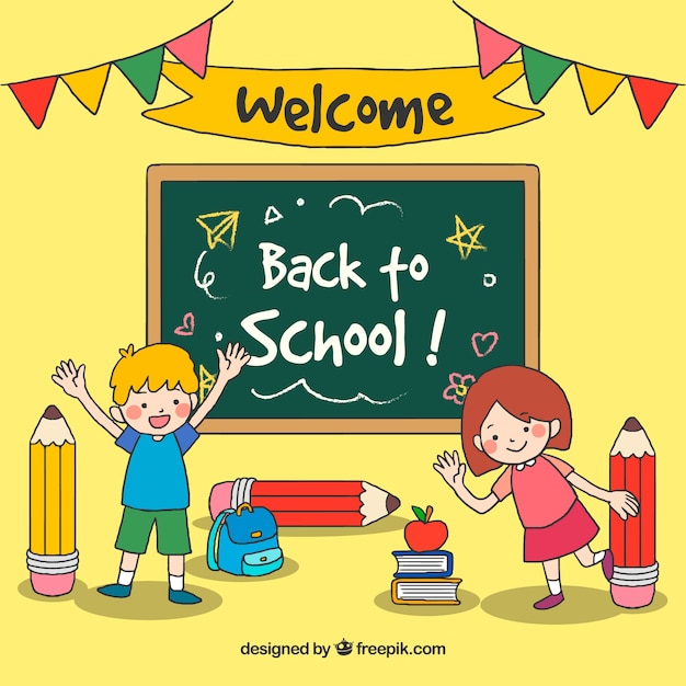Free vector back to school background with children