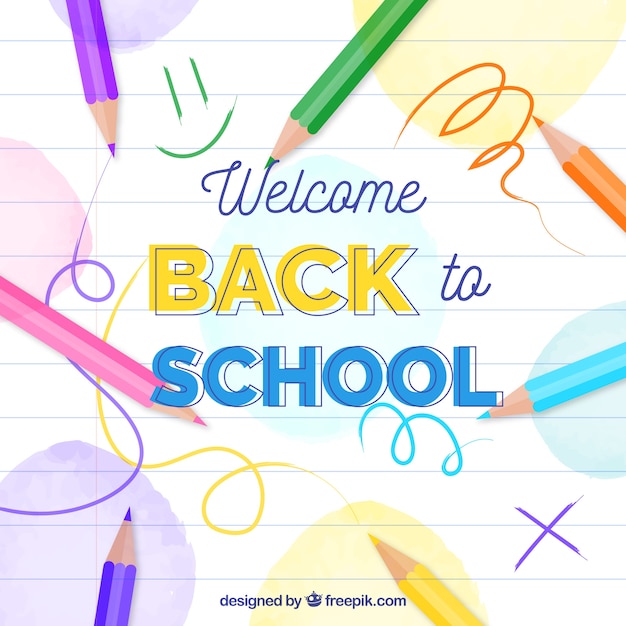 Free vector back to school background with colored pencils