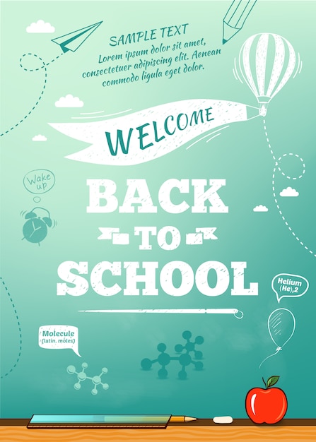 Vector back to school poster, education background. illustration
