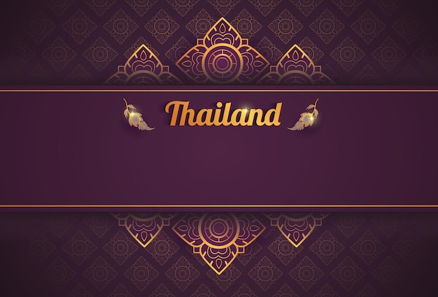Free vector background design elements line thai thai pattern background thai art and asian style luxury banner with frame decoration