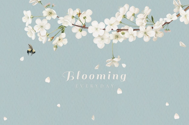 Free vector blooming white flowers