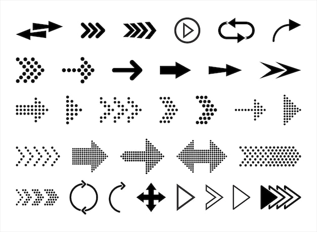Vector collection of different arrows black icons vector illustration