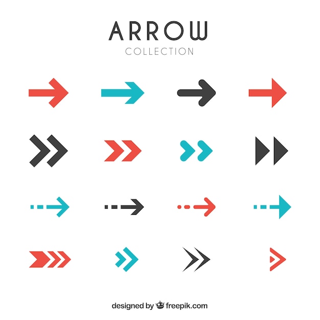 Free vector collection of modern arrows in flat design