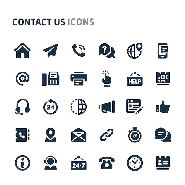 Vector contact us icon set. fillio black icon series.