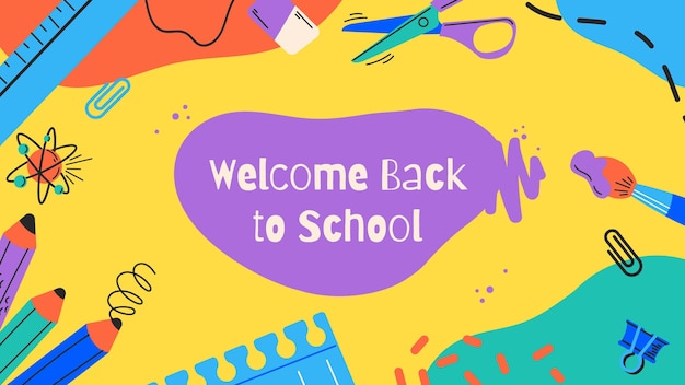 Free vector creative colorful welcome back to school zoom background