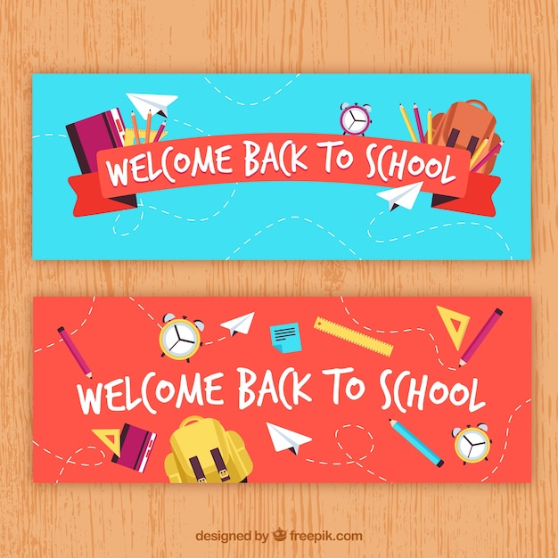 Free vector creative flat back to school banners