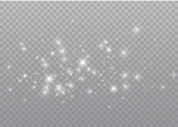 Vector the dust sparks and golden stars shine with special light. vector sparkles on a transparent background. christmas light effect. sparkling magical dust particles.
