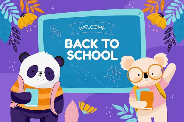 Free vector flat back to school background with bears