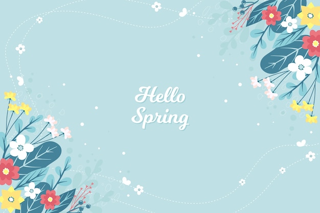 Free vector floral hello spring concept
