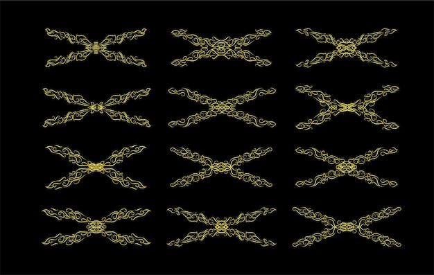 Vector gold borders elements set collection ornament vector