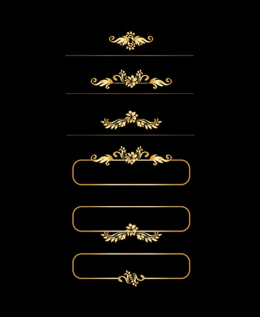 Free vector golden calligraphic  design elements. gold menu and invitation border, frame,divider,page decor.