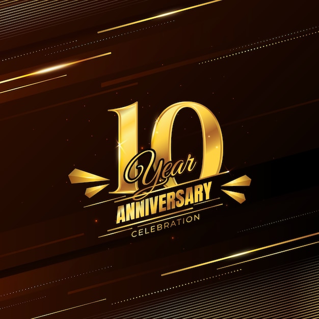 Free vector gradient 10 years anniversary or birthday card