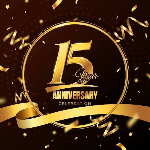 Free vector gradient 15th anniversary or birthday card