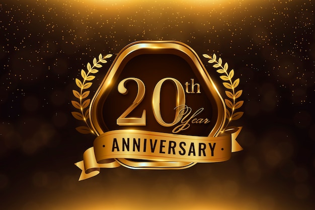 Free vector gradient 20th anniversary or birthday card