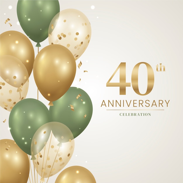 Free vector gradient 40th anniversary card