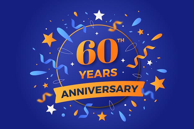 Free vector gradient 60th anniversary or birthday card