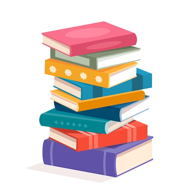 Free vector hand drawn flat design stack of books