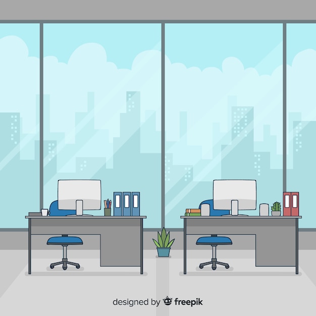 Free vector hand drawn professional office interior