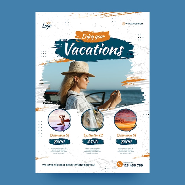 Free vector hand drawn travel agency poster template