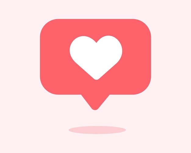 Free vector heart shape social media notification icon in speech bubbles vector illustration