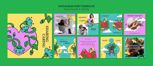 Free PSD instagram posts collection for charity project