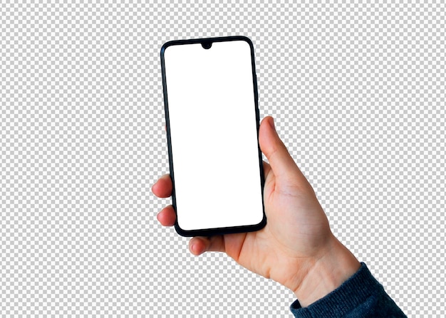 Free PSD isolated right hand with smartphone