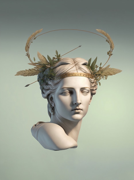 Marbled greek goddess with gold headdress
