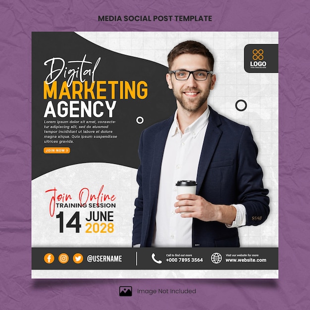 PSD marketing agency expert media social post template