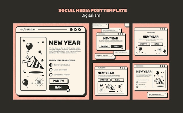 Free PSD new year concept social media post template