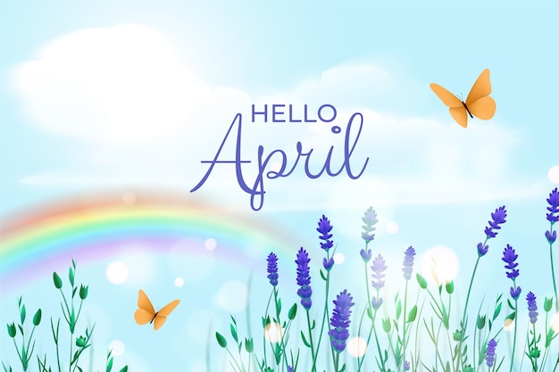 Free vector realistic hello april banner and background