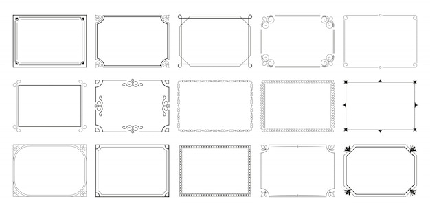 Free vector rectangular calligraphic frames set