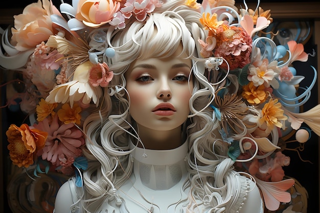 RENDER ethereal Bohemian elegant floral girl
