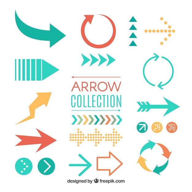 Free vector set of colorful arrows to mark in flat style