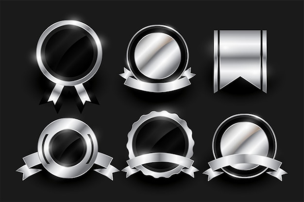 Free vector set of six shiny and empty badge emblem element banner design