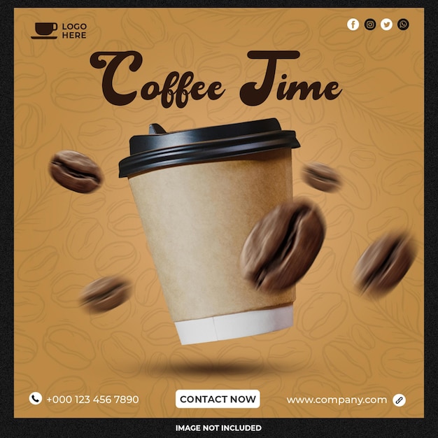 Free PSD special coffee menu sale promotional web banner or instagram banner template