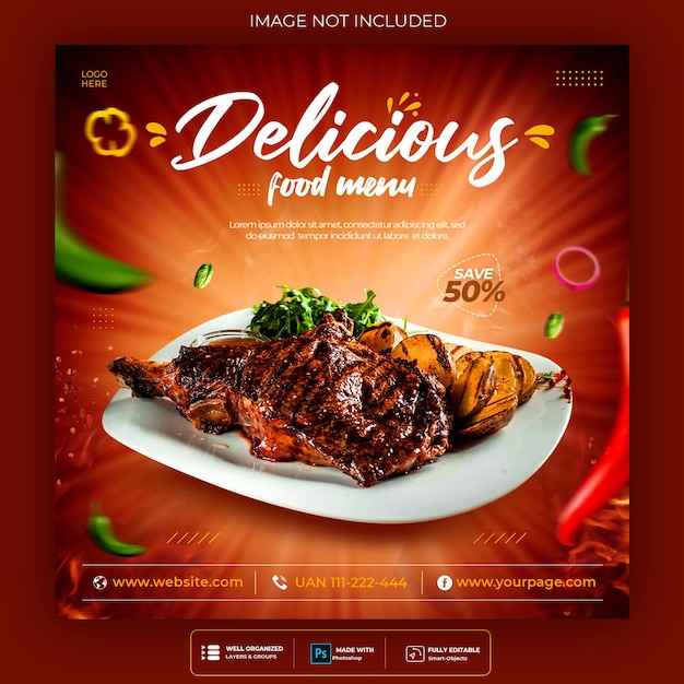 Free PSD special delicious food social media banner post template