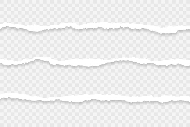 Free vector three long piece of torn papers transparent background