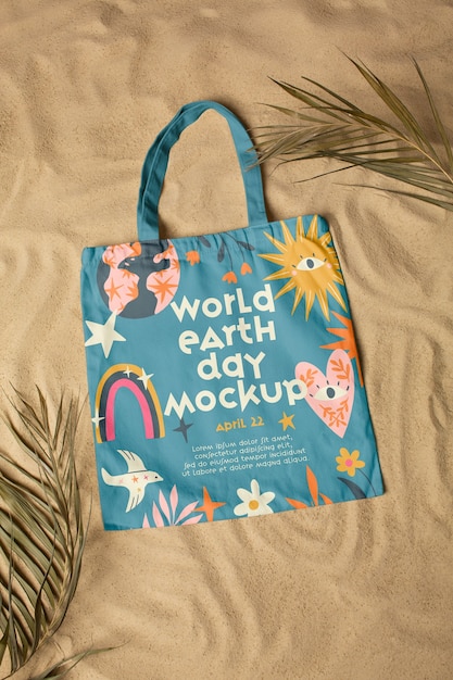 PSD tote bag mock-up design for earth day celebration