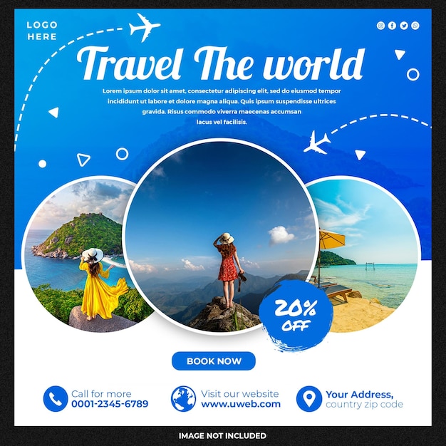 Free PSD travel agency social media post template