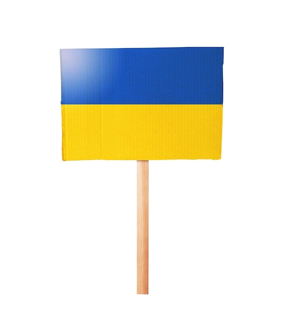 Photo ukraine flag on cardboard message board with clipping path