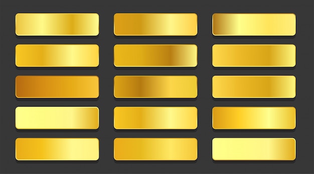 Free vector yellow gold gradients metallic gradients set