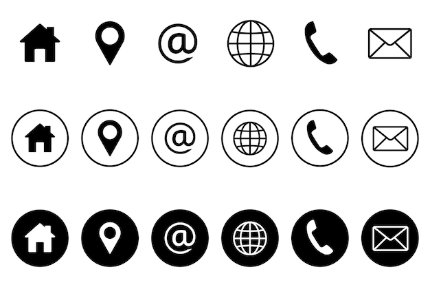Vector contact us web icon set for web and mobile communication set flat vector illustration